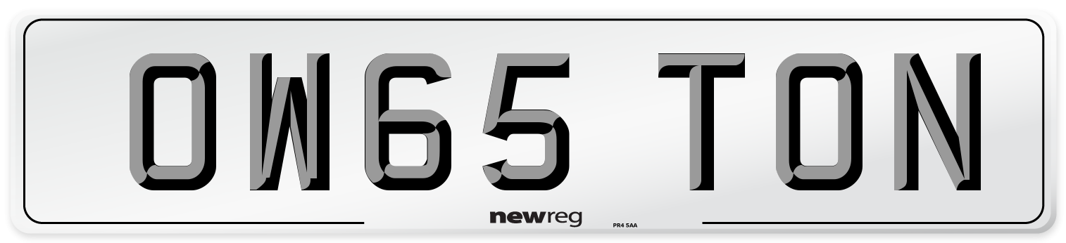 OW65 TON Number Plate from New Reg